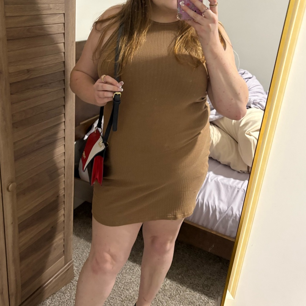 Sleeveless Tan Dress - Picture 1 of 3